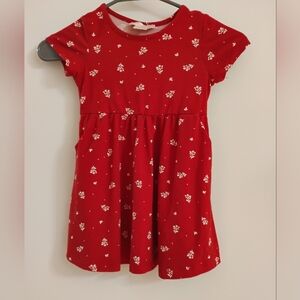 Charming Red Kids Dress with Floral Pattern